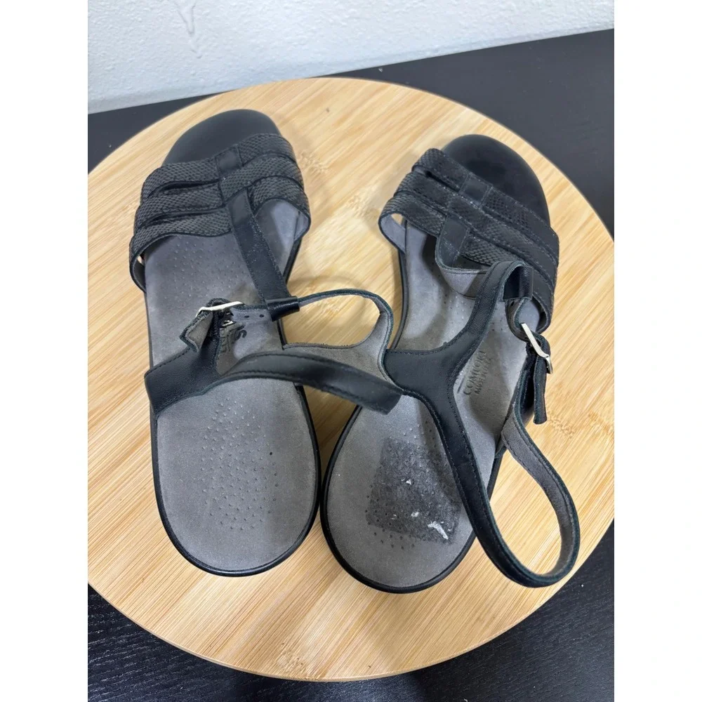 SAS Sandals 8 Tripad Comfort Black Leather Snake Embossed Ankle Strap USA - Picture 5 of 9